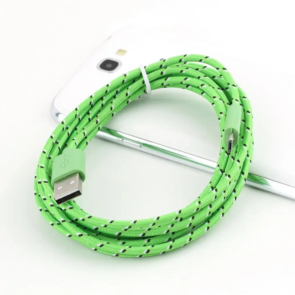 Лучшее/10FT пеньковая веревка микро USB кабель-трос для синхронизации данных для сотового телефона - Цвет: Зеленый