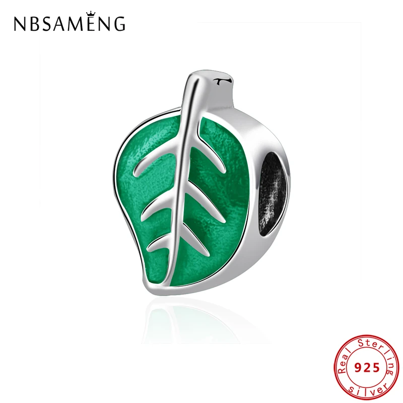 

2019 Silver Classic 925 Sterling Silver Beads Green and Red leaves Charm Fit Original Pandora Bracelets Bangles Jewelry Charms