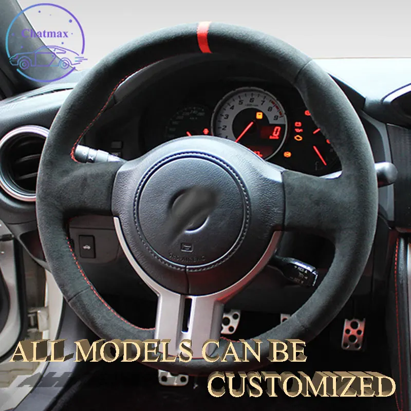 

Embroidery Alcantara Car Steering Wheel Cover For Toyota 86 2016 2017 2018 2019 2020 Hand Sewing Holder Suppot Custom Wrap