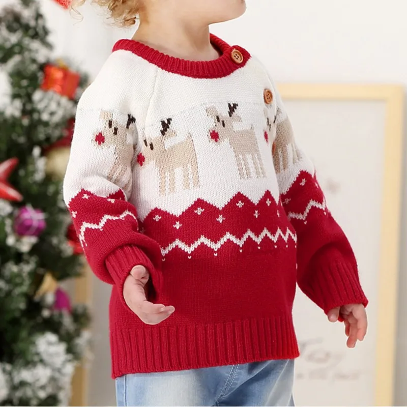 

Kid Baby Boy Girl Christmas Elk Pullover Winter Warm Long Sleeve Knit Sweater 0-24M