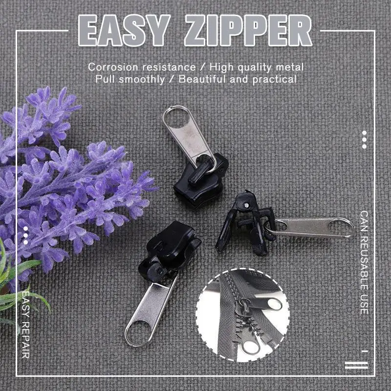 6 Pcs Zipper Repair Kit Universal Metal Zip Replacement Sliders