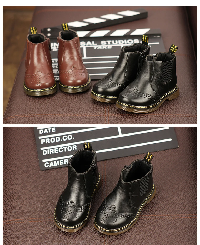 Детская обувь для девочек; кожаная обувь; Модные Ботинки martin в британском стиле; теплые зимние ботинки из натуральной кожи для мальчиков; SMM021