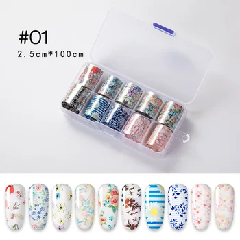

ROSALIND Slider Foil Stickers For Nails Art decals Manicure Set Design Top Semi Permanent Nail Stickers Kit Need Base Gel Polish