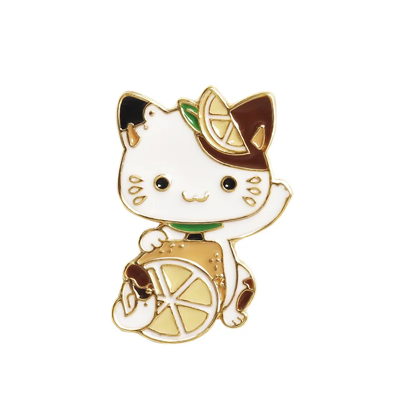 Корейские Мультяшные Милые оранжевые броши-кошки для женщин забавные животные эмалированные булавки ювелирные изделия рюкзак одежда Металлические Булавки b аксессуары