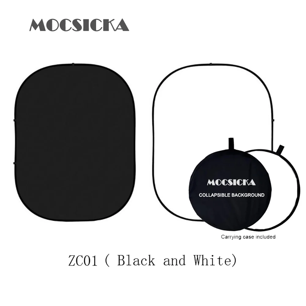 

Mocsicka Black and White Double Sides Photo Booth Backdrop Matte Panel Photography Collapsible Background 5x7ft