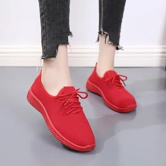 Tenis feminino Для женщин теннисные туфли; дышащие кроссовки из сетчатого материала; женские спортивные кроссовки для занятий спортом, Chaussure Femme, zapatillas hombre Deportiva; сезон весна-осень размера плюс; большие размеры 35-41 - Цвет: Красный