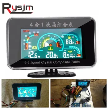 

LCD Digital Functions Auto Replacement Parts Oil Pressure Gauge + Voltmeter Voltage Gauge + Water Temperature Gauge +Fuel Gauge