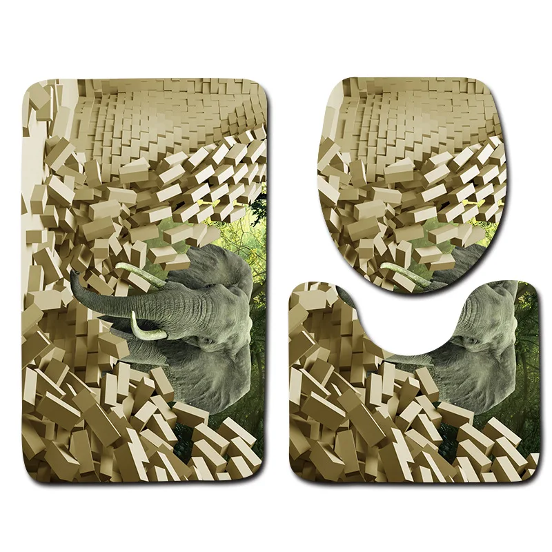 Animal 03 Zeegle с животным принтом из пены с эффектом памяти 3 шт./компл. 3D коврики в Ванная комната противоскользящим покрытием Ванная комната ковры Туалет коврики для ванной с прозрачной крышкой пластиковая крышка - Цвет: Animal 03