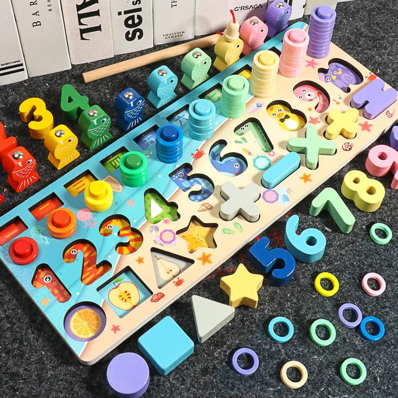 

Montessori Children Wooden Toys Puzzles Multi-function Math Board Baby Learn To Count Numbers Early Education Teaching Math Toys