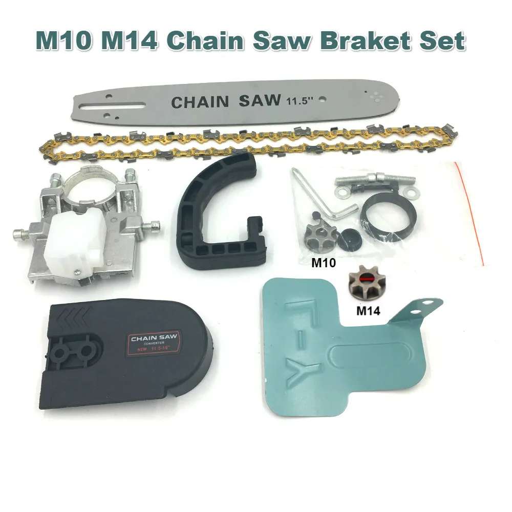 For M10 M14 Set Обновленный 11,5 дюймовый Кронштейн для электрической цепной пилы Регулируемый универсальный M10/M14/M16 часть для цепной пилы угловая шлифовальная машина в цепную пилу - Цвет: For M10 M14 Set
