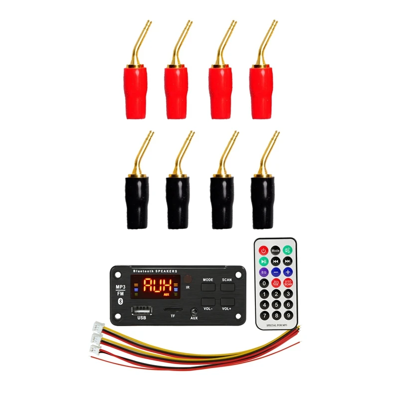 4 Pair 2mm Banana Plug Screw Type Cable Connector 1 Pcs DC12V Wireless Bluetooth MP3 WMA USB SD FM AUX Decoder Board