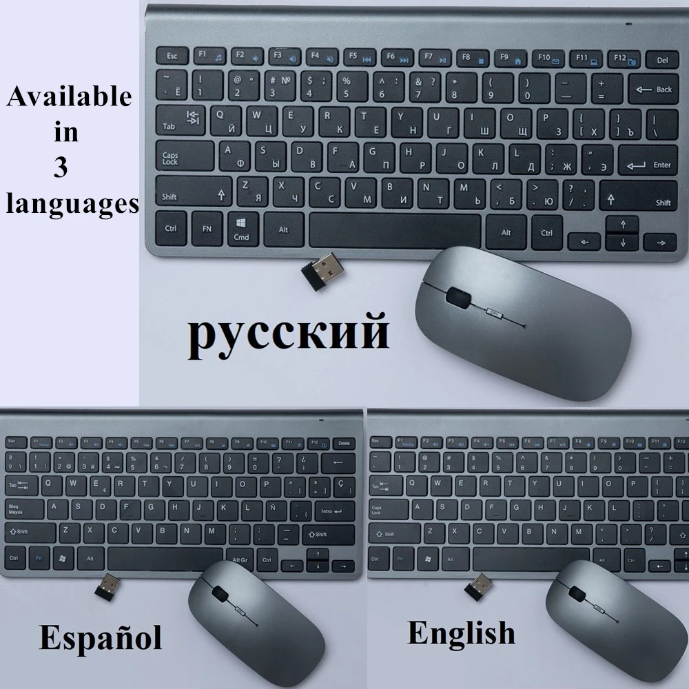 2.4G bezprzewodowa klawiatura i mysz Combo rosyjski hiszpański arabski Protable Mini klawiatura multimedialna myszy zestaw do laptopa PC 6 2.4G bezprzewodowa klawiatura i mysz Combo rosyjski hiszpański arabski Protable Mini klawiatura multimedialna myszy zestaw do laptopa PC 6