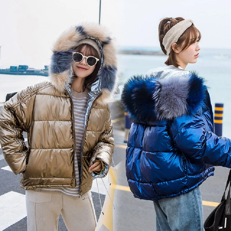 

2022 new winter female jacket Fur collar hooded coat women fashion jackets winter cotton women warm clothing casual parkas W869