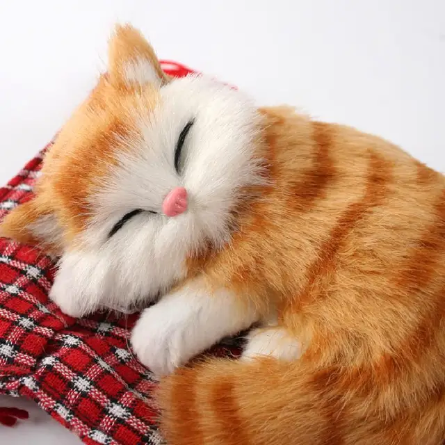Realistic Stuffed Toy Sleeping Cat Animal Cloth Cushion Cat Model Home Decoration Simulation Cat Doll Plush Soft Children Toy 3