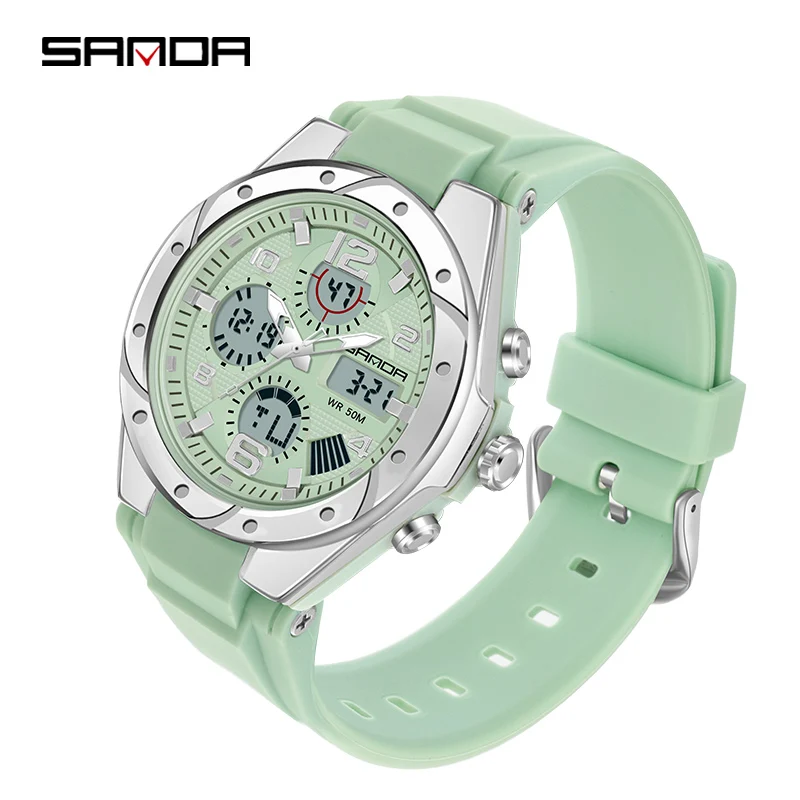 SANDA Luxury Ms LED Digital Sport Watch Fashion Casual Gold Wrist Watch Women Girl Military Waterproof Wristwatches Montre Dames 