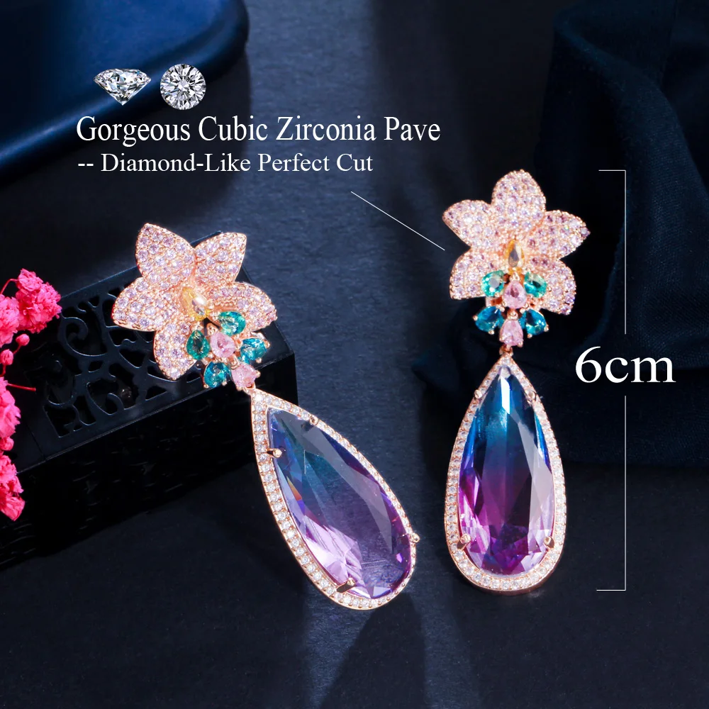 Cwwzircon Jewelry Earring | Pink Luxury Crystal Earrings