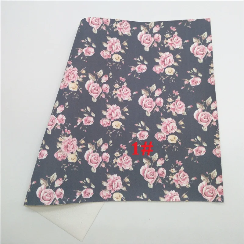 1 Glitterwishcome 21X29 см A4 размер с цветочным принтом искусственная кожа ткань, синтетическая кожа ткань листы винил для бантов, GM466A - Цвет: 1