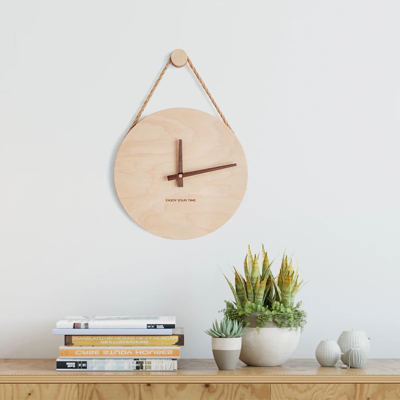 12" Minimalist Wooden Quartz Wall Clocks With No Glass And Second Hand