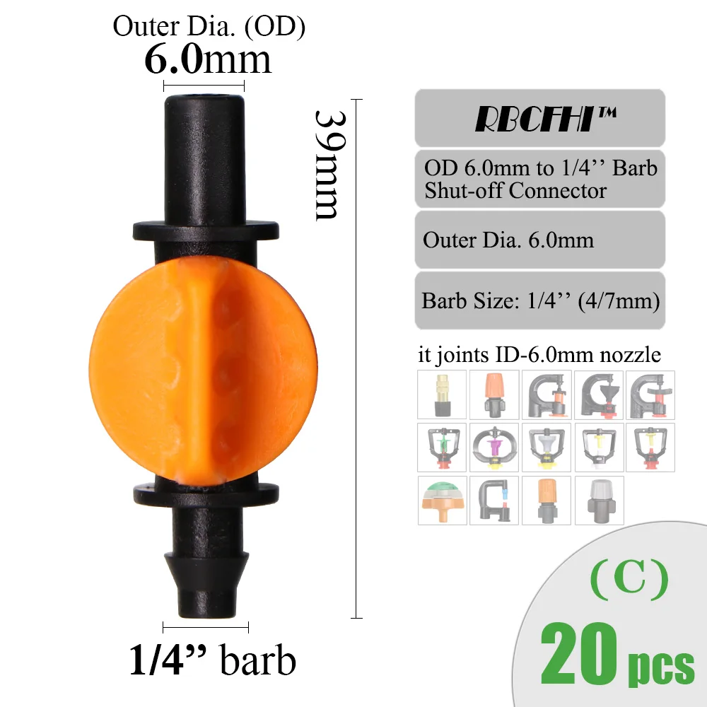 Connectors Micro Nozzles Sprinklers Irrigation Watering Coupling Adapter Stakes for Garden ID/OD-6.0/7.5mm