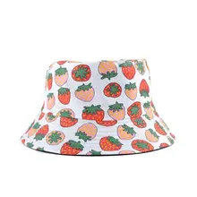 Двухсторонняя Двусторонняя Панама с фруктами клубники для женщин Рыбацкая шляпа авокадо Панама Боб шляпа летняя модная шляпа от солнца