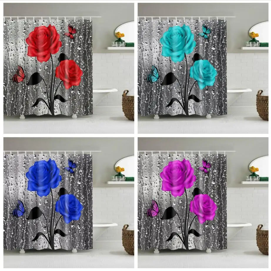 Turtle Elephant Shower Curtain 3D Waterproof Curtains Bathroom Pedestal