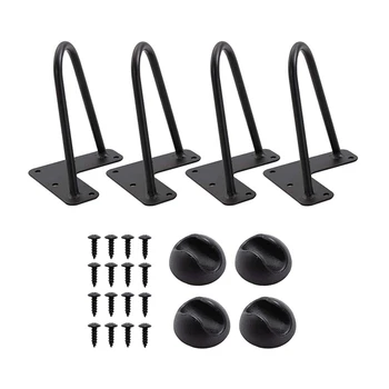 

6 Inch Satin Black Hairpin Coffee Table Legs(Set Of 4), Metal Heavy Duty Mid-Century Modern