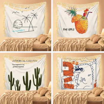 

Cute Korean style cactus pineapple tapestry background cloth home decoration murals kawaii tapestry beach towels tap921