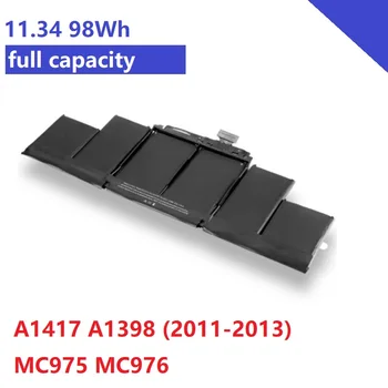 

98WH Laptop battery A1417 for Apple MacBook Pro A1398 15" 2012 Early 2013 Retina MC975 MC976 Replacement Li-polymer
