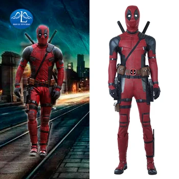 

Manluyunxiao Deadpool Cosplay Halloween Carnival Costume For Men Once Upon A Deadpool Jumpsuit Masquerade Outfit Custom Made