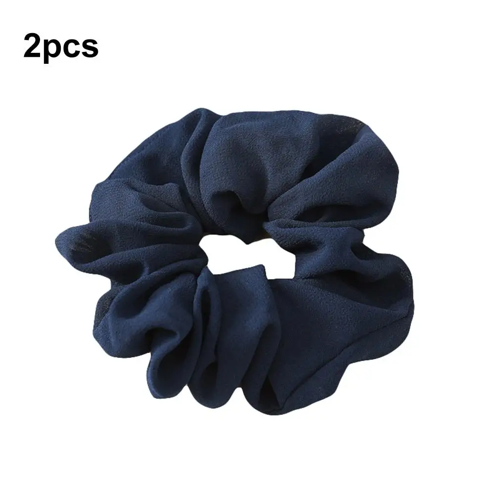 Clothing Accessories 2PCS Chiffon Simple Solid Color Large Intestine Circle Hair Band Elastic Band Fabric Hair Ring Jewelry