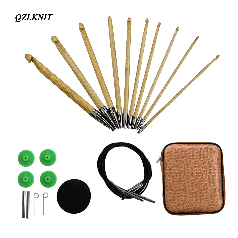 QZLKNITBambooInterchangeableAfghanTunisianCrochetCarpetCrochet