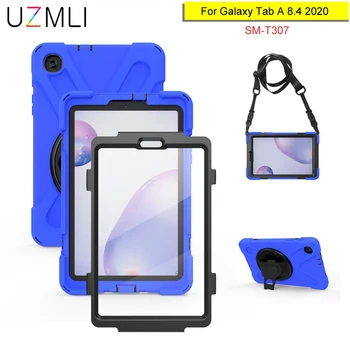 

For Samsung Galaxy Tab A 8.4 2020 T307 Heavy Duty Armor with Hand or Shoulder Strap Case Kids Hybrid Shockproof Stand Cover