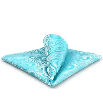 

EH34 Turquoise Paisley Silk Pocket Square Wedding Handkerchief Classic