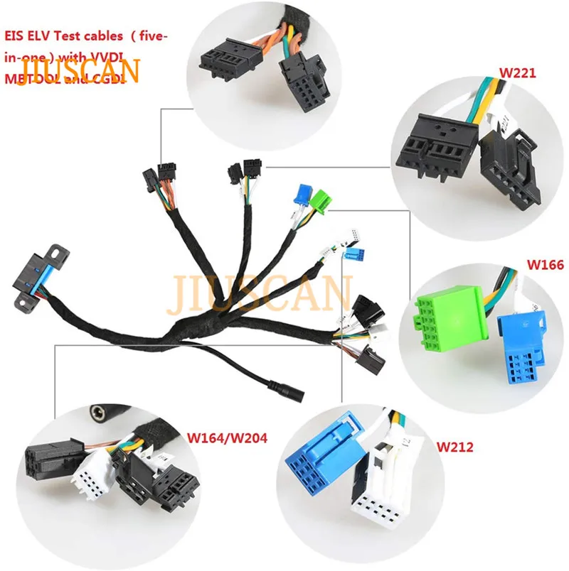 JIUSCAN EIS ELV Тесты кабели для Mercedes работает с VVDI MB BGA инструмент и CGDI Prog Мб(«5 в 1») W204 W212 W221 W164 W166