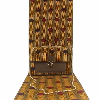 

African Wax Handbag Set African Wax Bag With Real African 100% Cotton Wax Fabric 6 Yards High Quality For Dress and Shoes YG002