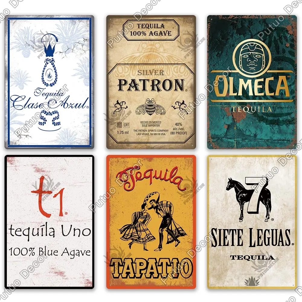 Putuo Decor Tequila Tin Sign Metal Sign Decorative Vintage Decor Plaque Bar Pub Man Cave Club Room Home Wall Decoration