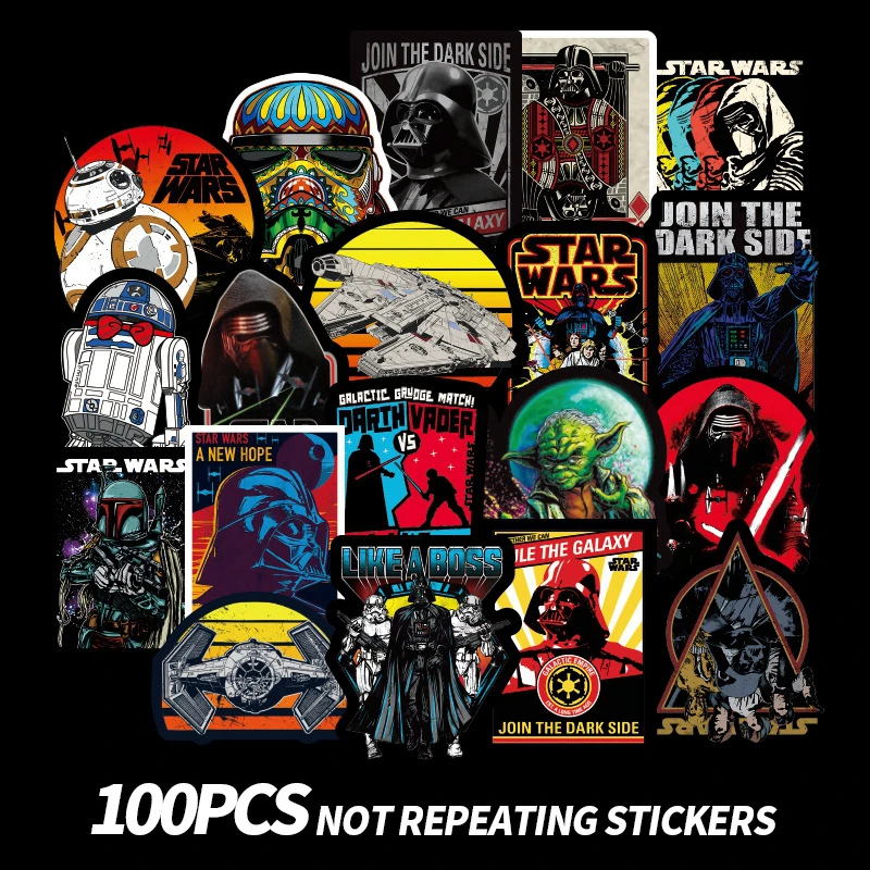 100 шт. War sticker s Darth Vader R2 D2 BB8 Han Solo Master Yoda Luke Skywalker Leia стикерные игрушки для