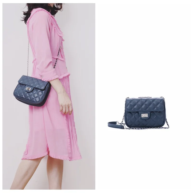 

2020 Genuine Leather Caviar Small Square Bag Luxury Designer Women Crossbody Bags Flap Bag Sac A Main Femme De Marque Luxe