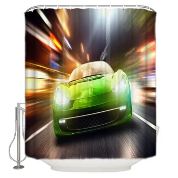 

Rapid Speed Car Shower Curtain Bathroom Curtain Polyester Fabric Bath Curtain Washable Home Bath Decor