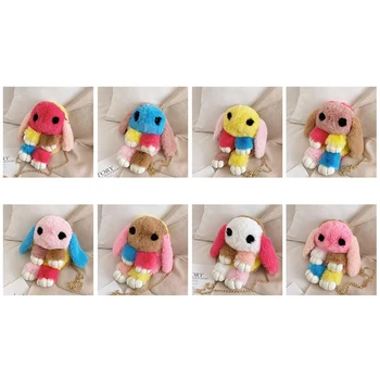 

Women Ladies Rabbit Shape Backpack Crossbody Shoulder Bag Plush Tote Purse Handbag Chain Purse Satchel