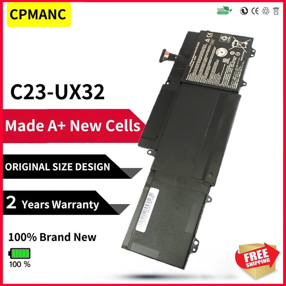 Cpmanc Novo C23-ux32 Bateria do Portátil para Asus Vivobook U38n U38n-c4004h Zenbook Ux32 Ux32v Ux32v Ux32vd 7.4v 6520mah