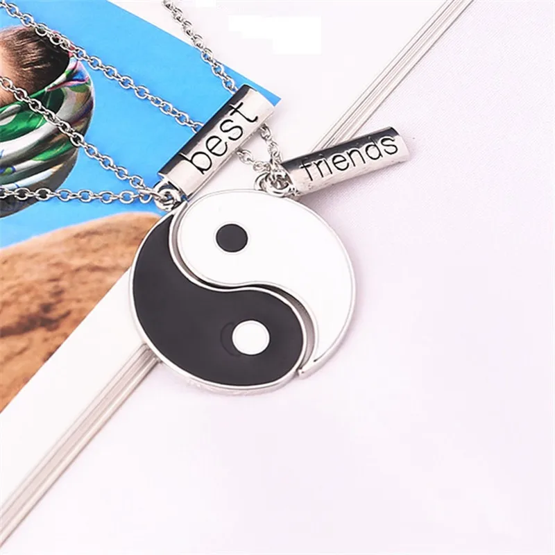 Romantic Eight Diagrams Tai Chi Black and White best friends pendant necklace BFF yin yang necklace friendship top jewelry