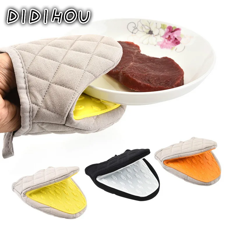 

1PC Kitchen Baking Cotton Silicone Heat Insulation Oven Gloves Clip Anti Scalding Non Slip Gloves Household Bowl Microwave Oven
