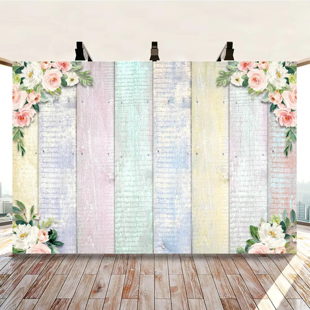 

Laeacco Pink Wood Board Wooden Floor Newborn Baby Shower Backdrop Photography Background For Photo Studio Photophone Photozone