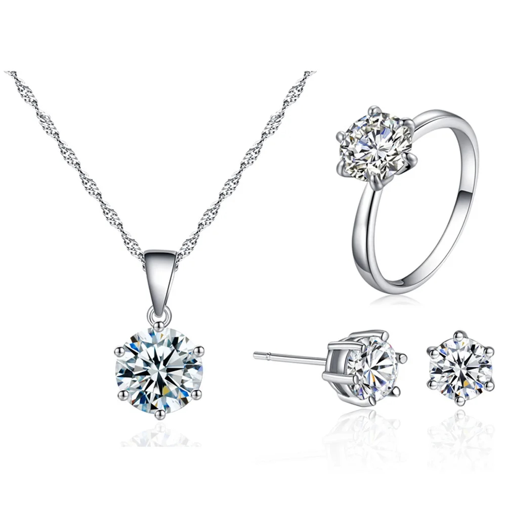

Hot Selling Europe And America Hot Selling Necklace Earrings Ring Zircon Set Eight Heart Eight Arrows Three-piece Set Jewelry