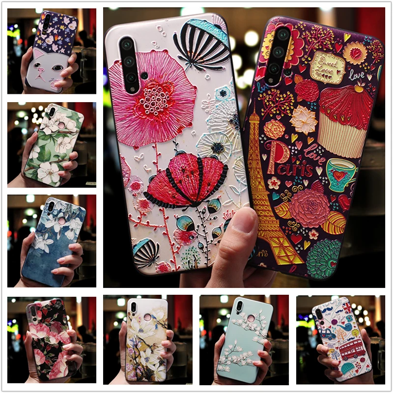 

for Huawei Y9s case 6.59'' Floral 3D Emboss Painted Soft silicon Phone Back Cover for Huawei Y9S Protective Cases Bumper Y 9s