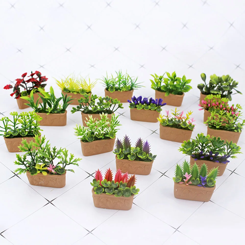 

1:12 1pc Dollhouse Plant Miniature Bonsai Plant Mini Potted Plant Flower Model Tiny Fake Greenery Ornament Dollhouse Furniture