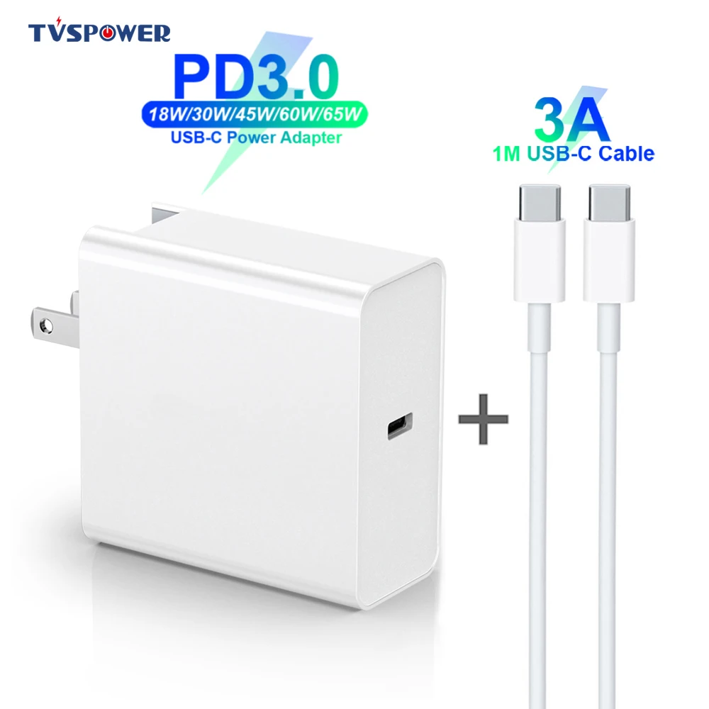 Адаптер питания для MacBook Xiaomi Huawei iPhone/iPad Pro s9/10 65 Вт 60 45 30 18 кабель 3 а с зарядным
