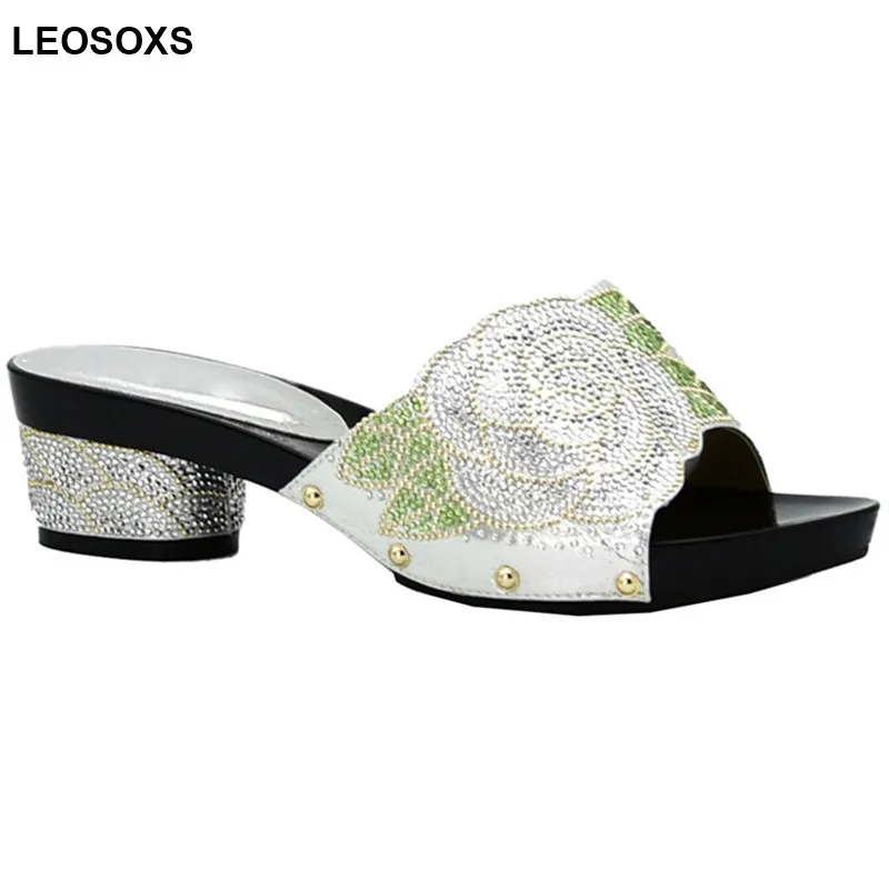 

Latest Designer Shoes Women Luxury 2020 African Wedding Shoes and Bag Set Decorated with Rhinestone Ladies Sandals with Heels