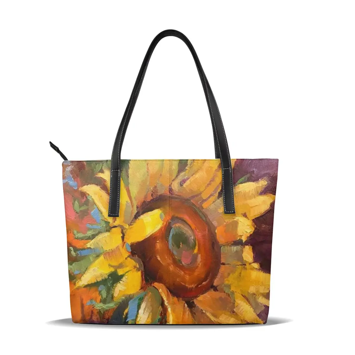 

NOISYDESIGNS Handbag Bags For Women 2019 Sunflower Women Fashion Soft Leather Purses Handbags Floral Shoulder Bag Totes